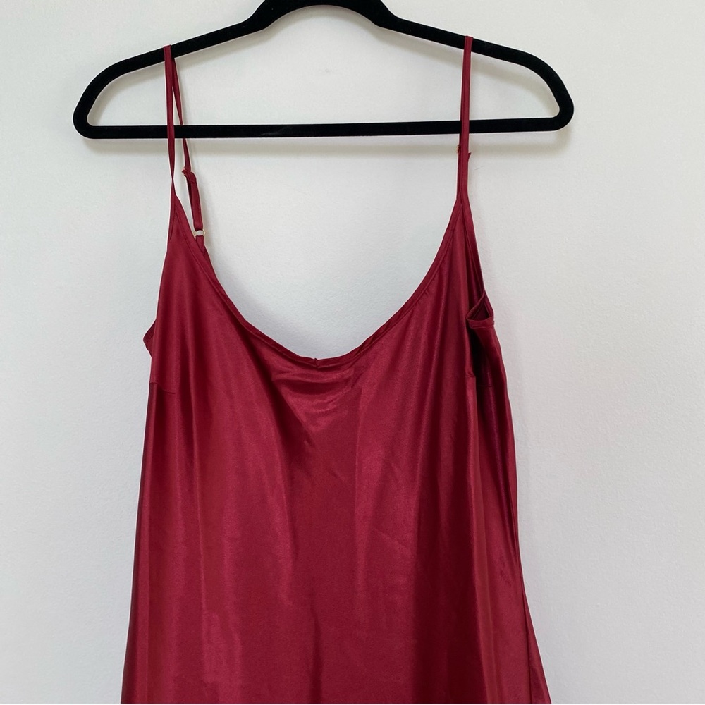 Suki So Satin Long Mahogany Red Slip Dress w Slit Large NWT - Picture 3 of 10